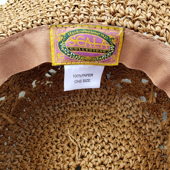 *SOLD*  Scala Crochet Raffia Bead Floppy Sun Hat - Picture 4 of 8